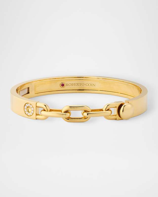 18K Yellow Gold Diamond Navarra Chain Bangle
